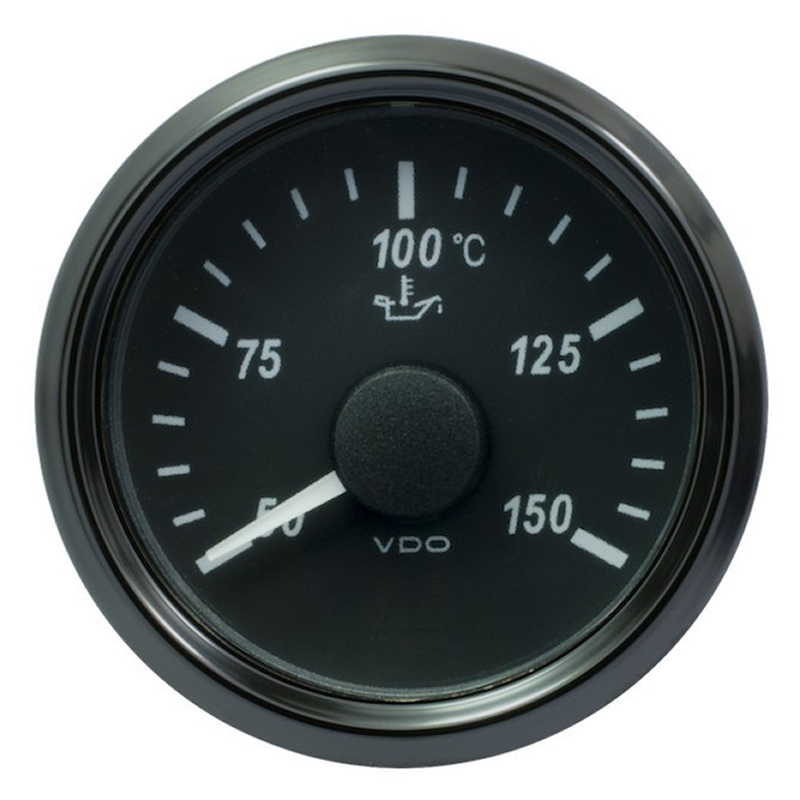 VDO SingleViu 2426 Engine Oil Temperature 150°C Black 52mm Amber Lighted w Red Pointer